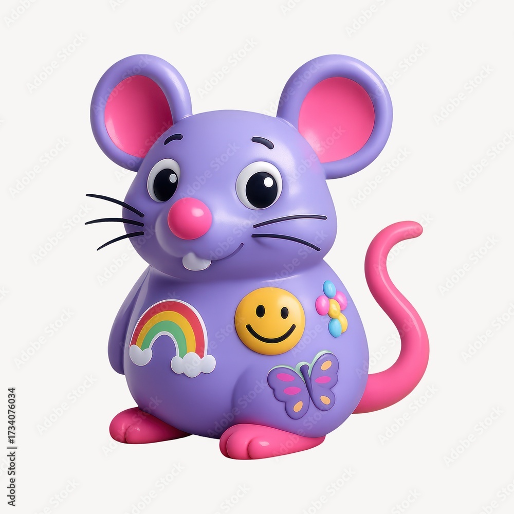 Fototapeta premium Colorful cartoon mouse toy illustration.