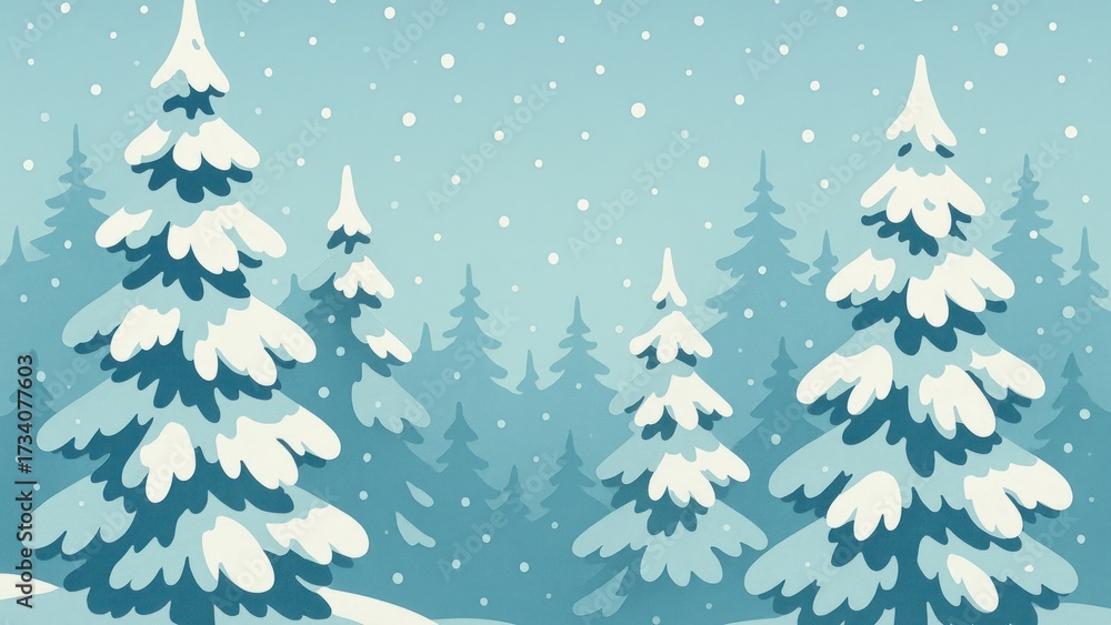 Obraz premium Serene snowy forest scene