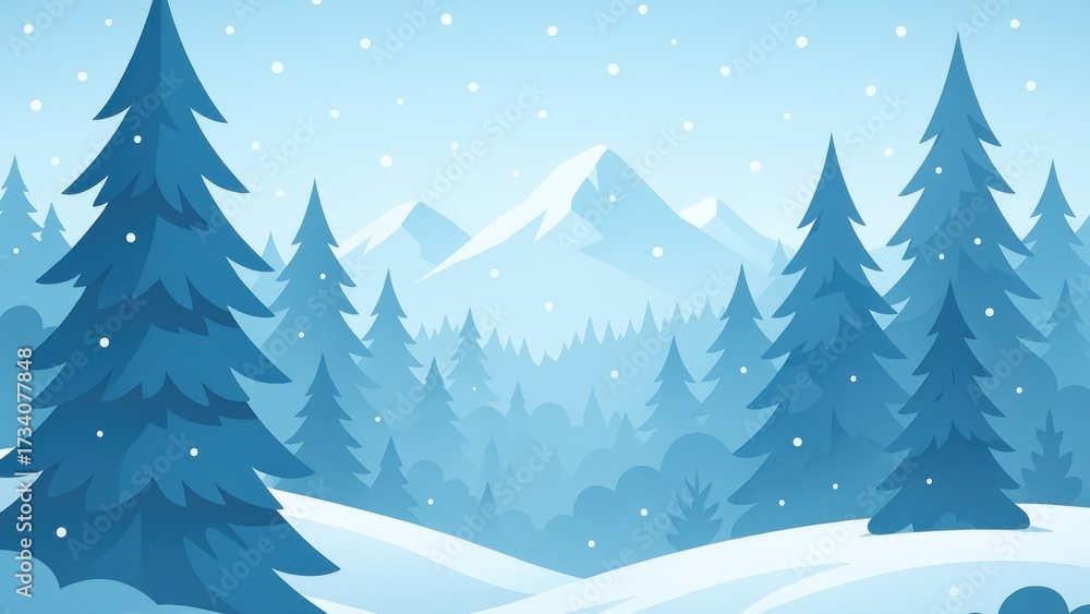 Obraz premium Serene winter landscape illustration.