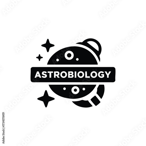 Astrobiology Concept with Rocket and Space Elements in a Minimalist Style
