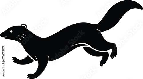 Dynamic illustration of a weasel leaping through the air
