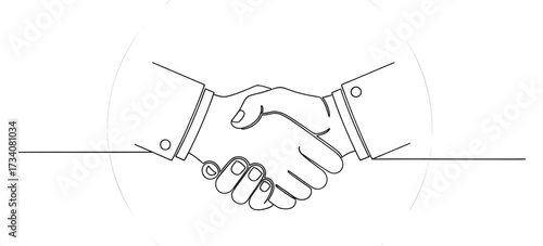 Elegant minimalist line art depicting a business handshake symbolizing agreement