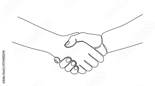 Elegant minimalist line art depicting a business handshake symbolizing agreement