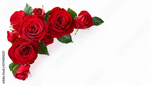 Red Rose Flowers In A Corner Floral Arrangement Isolated On White Or Transparent Background