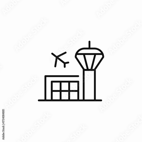 airport tower building icon sign vector