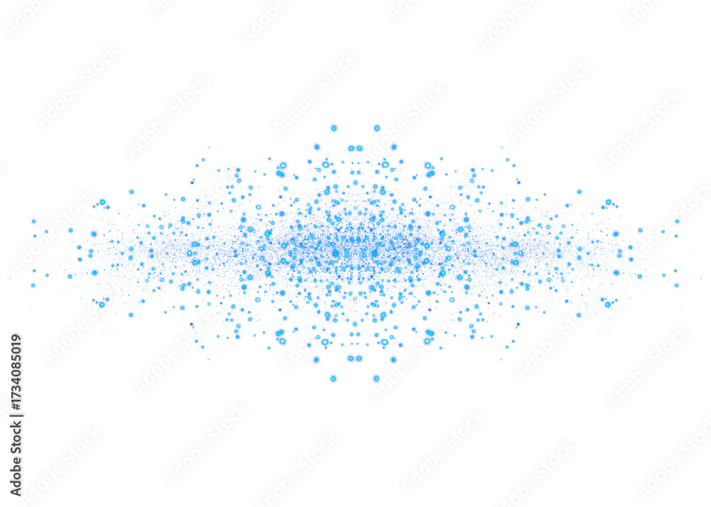 Obraz premium Abstract Blue Glowing Sparkling Confetti Center Light Particles PNG Decoration on Transparent Background