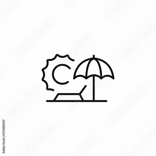 beach chair umbrella icon sign vector