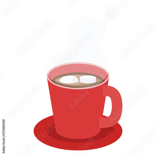 Vector illustration of hot chocolate and marshmallow