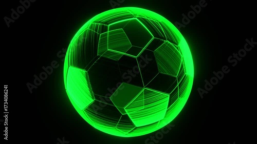 Holographic Soccer Ball Looping Animation.A seamless looping 3D animation of a rotating holographic soccer ball. Perfect for sports, technology, gaming, or futuristic themed projects.