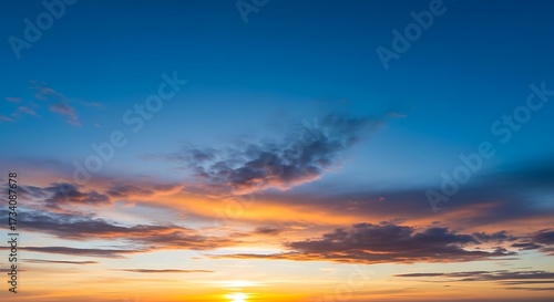Vibrant Sunset Sky with Clouds and Golden Light.