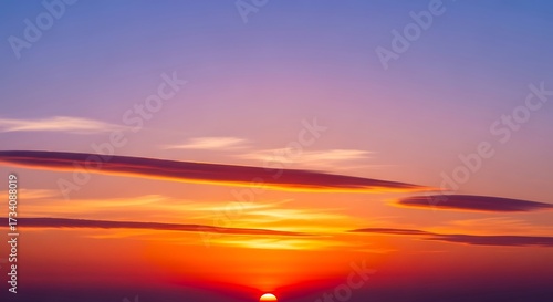 Vibrant Sunset Sky with Dramatic Clouds.