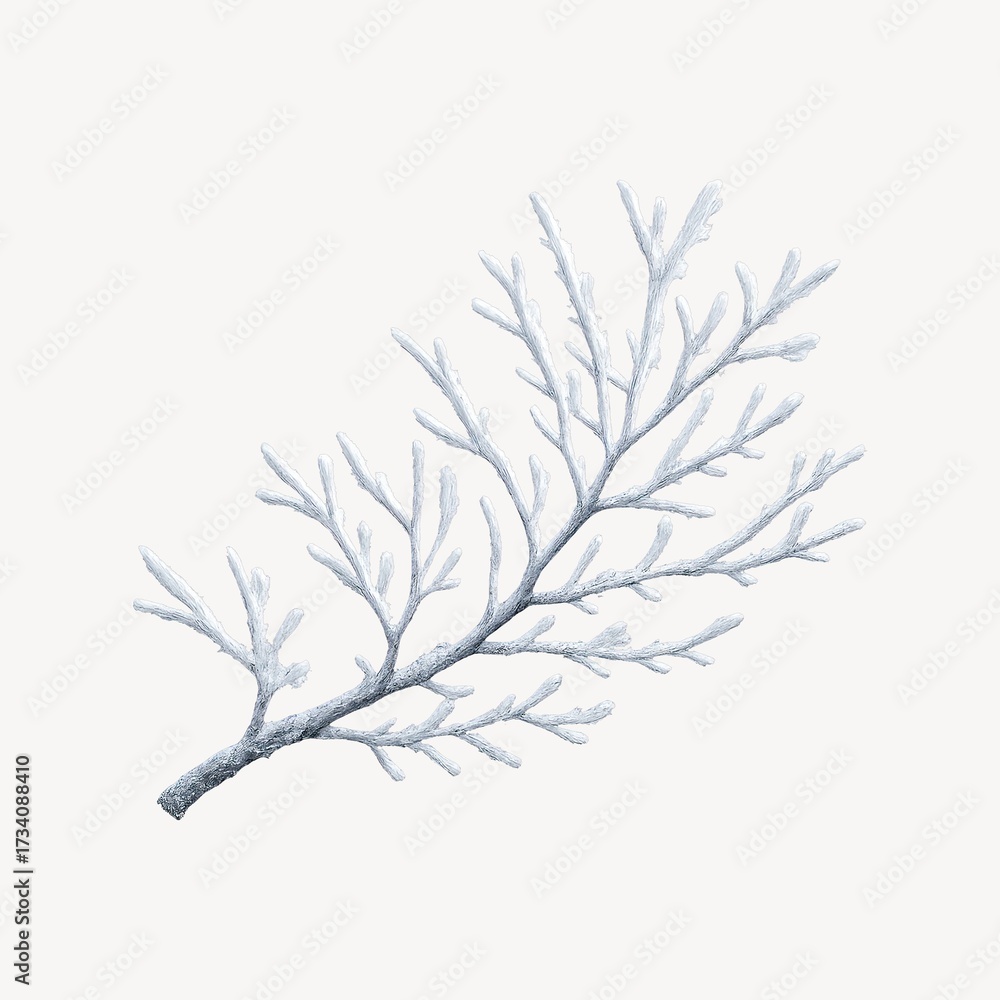 Fototapeta premium Frosted pine branch winter decoration.