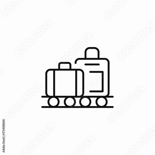 luggage on cart icon sign vector