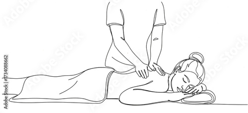 Massage Minimalist Line Art Drawing. Continuous One-Line Minimal Art Drawing of Massage. Trendy Minimalist Illustration
