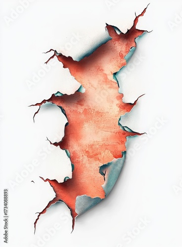 Ripped paper with coral-toned interior