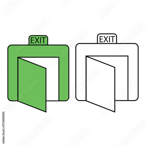 Sign and exit door icon, vector illustration