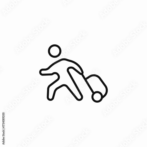 man pulling suitcase icon sign vector