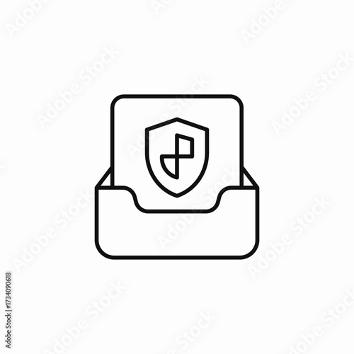 protected document tray icon sign vector