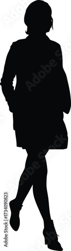 Elegant Female Silhouette Sitting Profile Vector Design