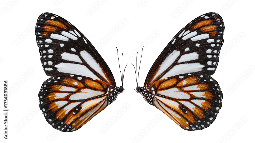 Fototapeta premium Elegant butterfly wings, isolated on white background