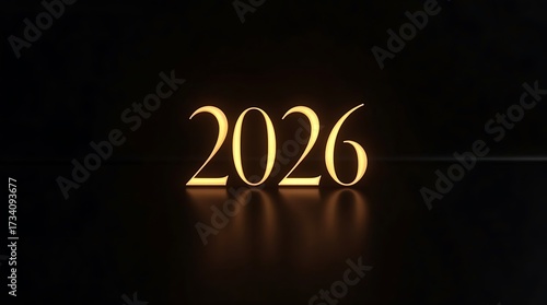 Minimalist Black Background with Golden 2026 Typography – Luxury Modern Calendar Design