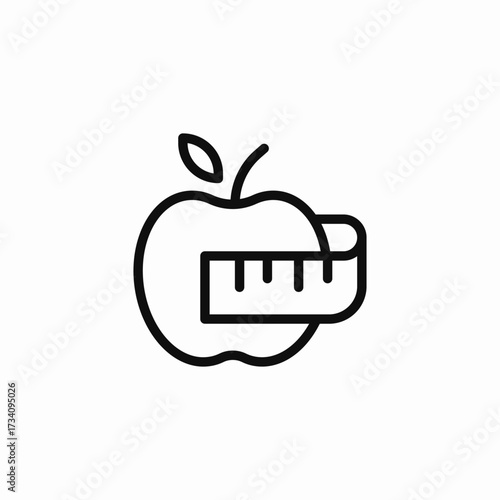 apple measuring tape icon sign vector