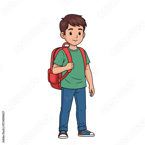 school boy with backpack