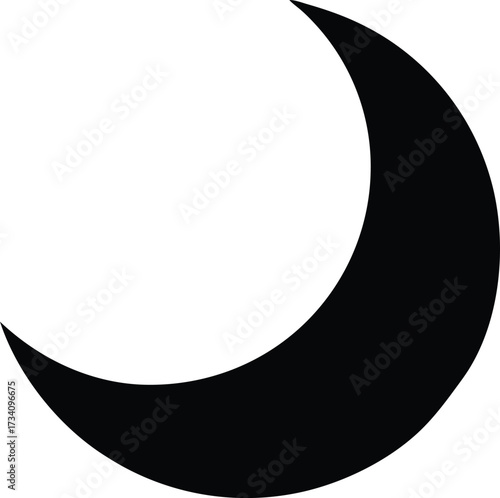  eid crescent moon illustration, religious symbol silhouette  
