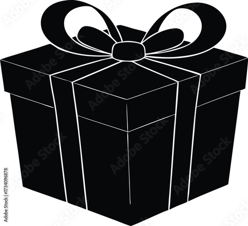  gift box with bow design, holiday package silhouette