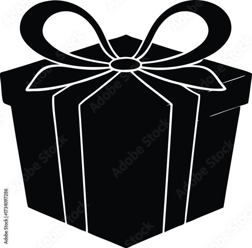  gift box with bow vector, present celebration icon  