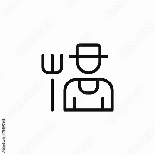 farmer with pitchfork icon sign vector