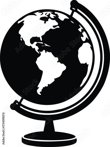  globe stand vector, world map education tool  