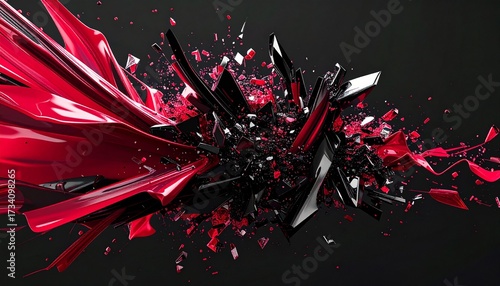Flowing red and black paint strokes exploding in radiant abstraction