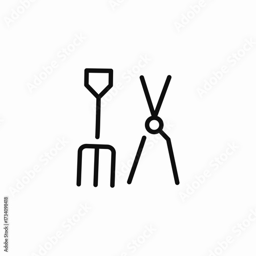 gardening tools pitchfork icon sign vector