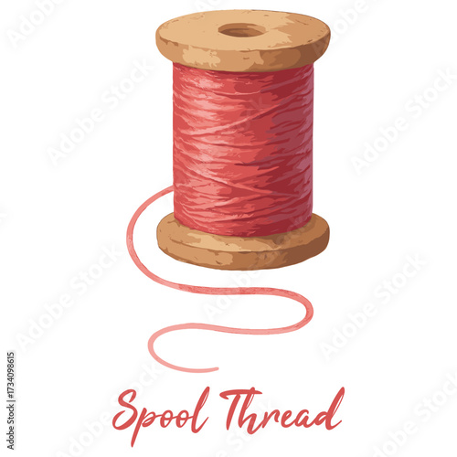 spool thread in watercolor illustration style, isolated vector on white background