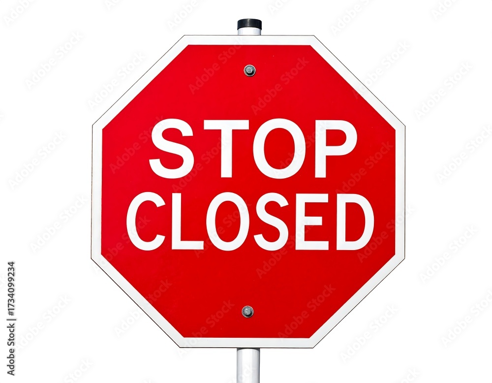 Obraz premium Red octagonal stop sign, white letters