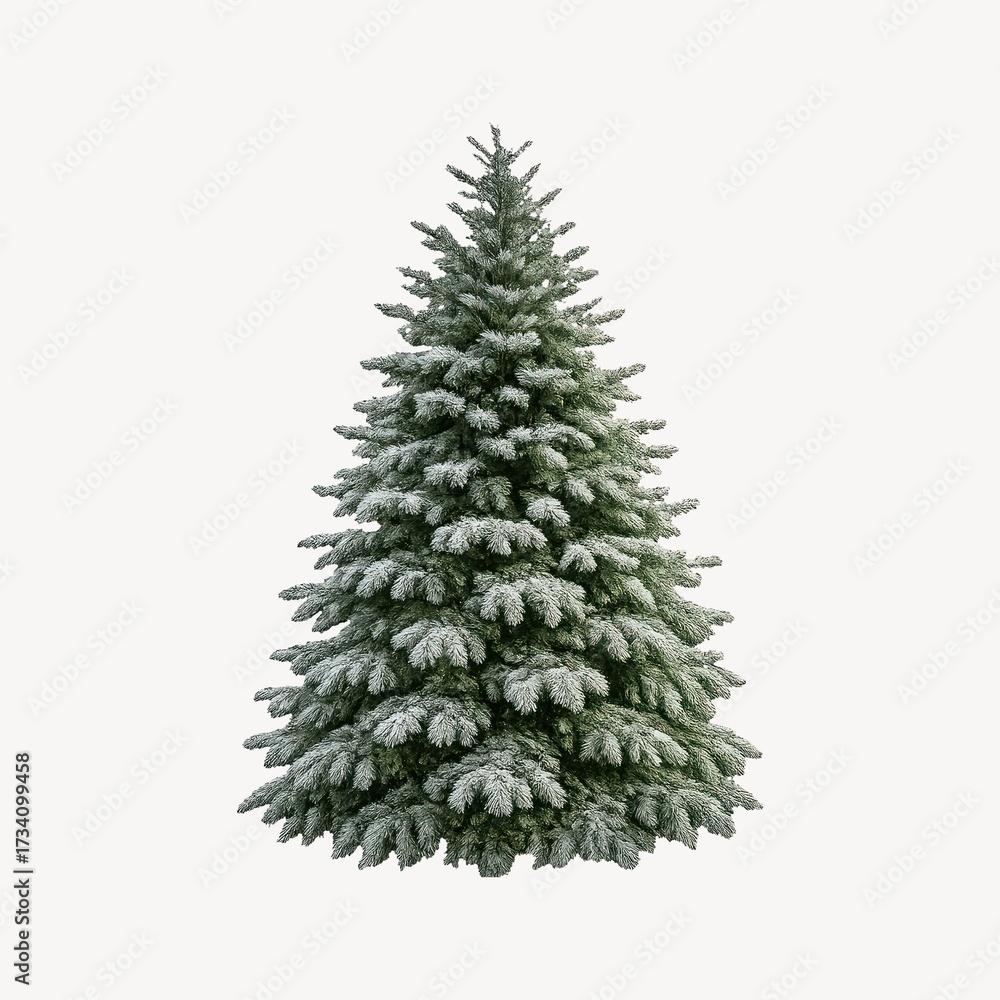 Fototapeta premium Snow-covered evergreen tree illustration.