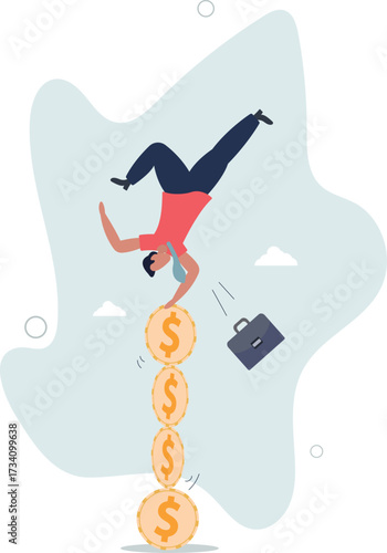 Financial instability, uncertainty or unstable investment market, risky situation or economic recession, crisis or bankruptcy concept.life and employment of people.
