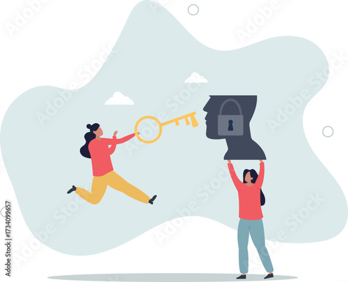 Unlock business idea, motivation to find out and search for business opportunity or creativity concept.life and employment of people.