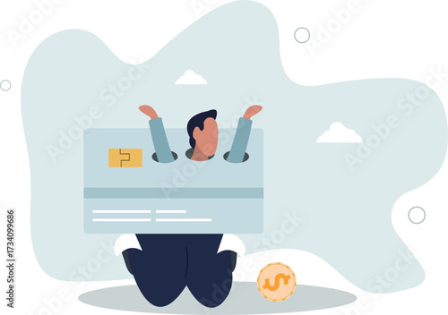 Credit card debt, overspending problem, financial failure or too much cost and expense concept.life and employment of people.