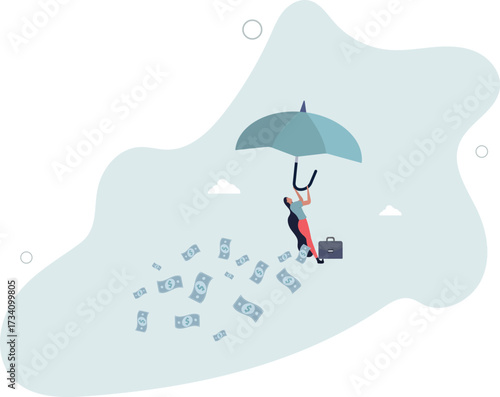 Success businesswoman get rich, office worker achieve financial independence and quit routine job concept.life and employment of people.