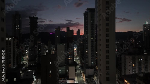 Street View at Dusk: Balneario Camboriu's Urban Canyon