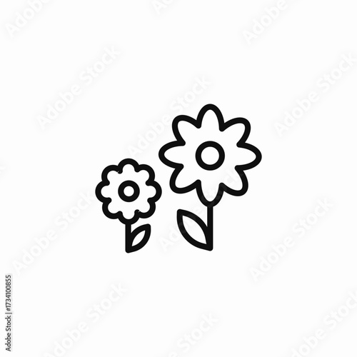 two growing flowers icon sign vector