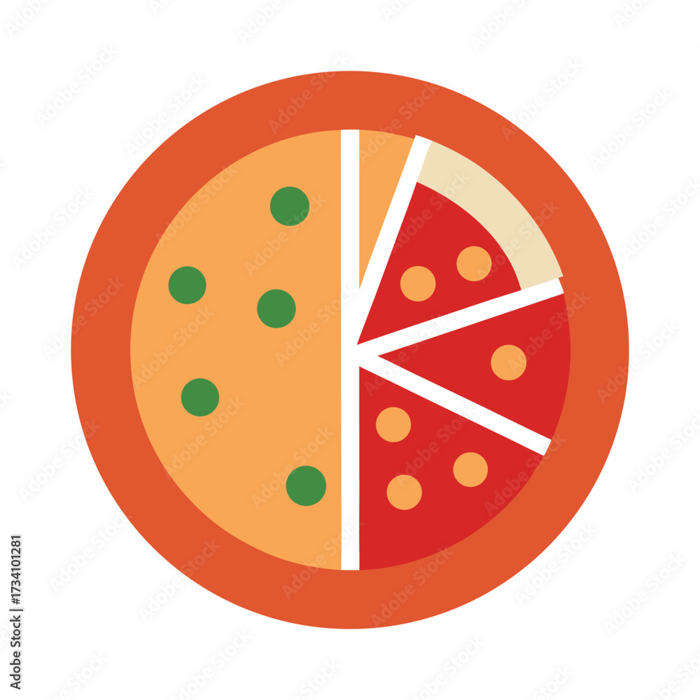 Obraz premium Flat Design Pizza Slices with Toppings food italian