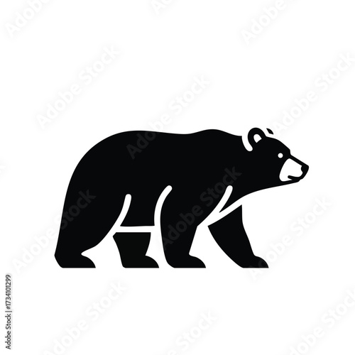 Silhouette of a Bear Walking in a Natural Environment with a Focus on Its Shape and Posture