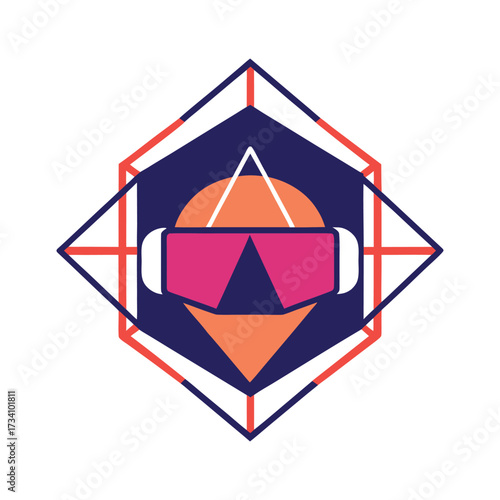 Geometric Design with VR Goggles Icon virtual reality