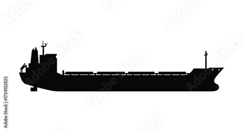 Black ship outline against a white background simple nautical silhouette