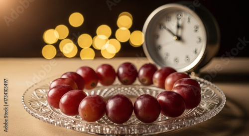 Twelve Grapes of Luck and a Clock Striking Midnight on New Year's Eve