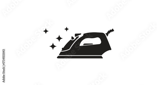 A sleek black iron with sparkling details a striking silhouette