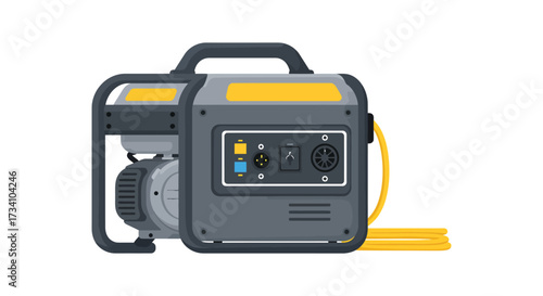 Portable power generator with yellow accents a flat vector illustration silhouette